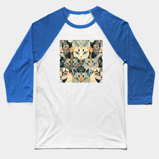 Nouveau Cat Design Baseball T-Shirt by Star Scrunch